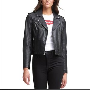 Levi's Women's Black Faux / Vegan Leather Biker Jacket XL, NWT